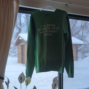 Vintage Green Crewneck Sweatshirt with White Text